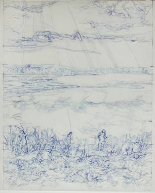 Stok II. - 2009, ceruza, pero na pauzku, 110x85cm