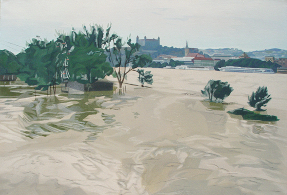  Floods I. (with the Bratislava Castle) - 2004, oil on canvas, 80x120cms